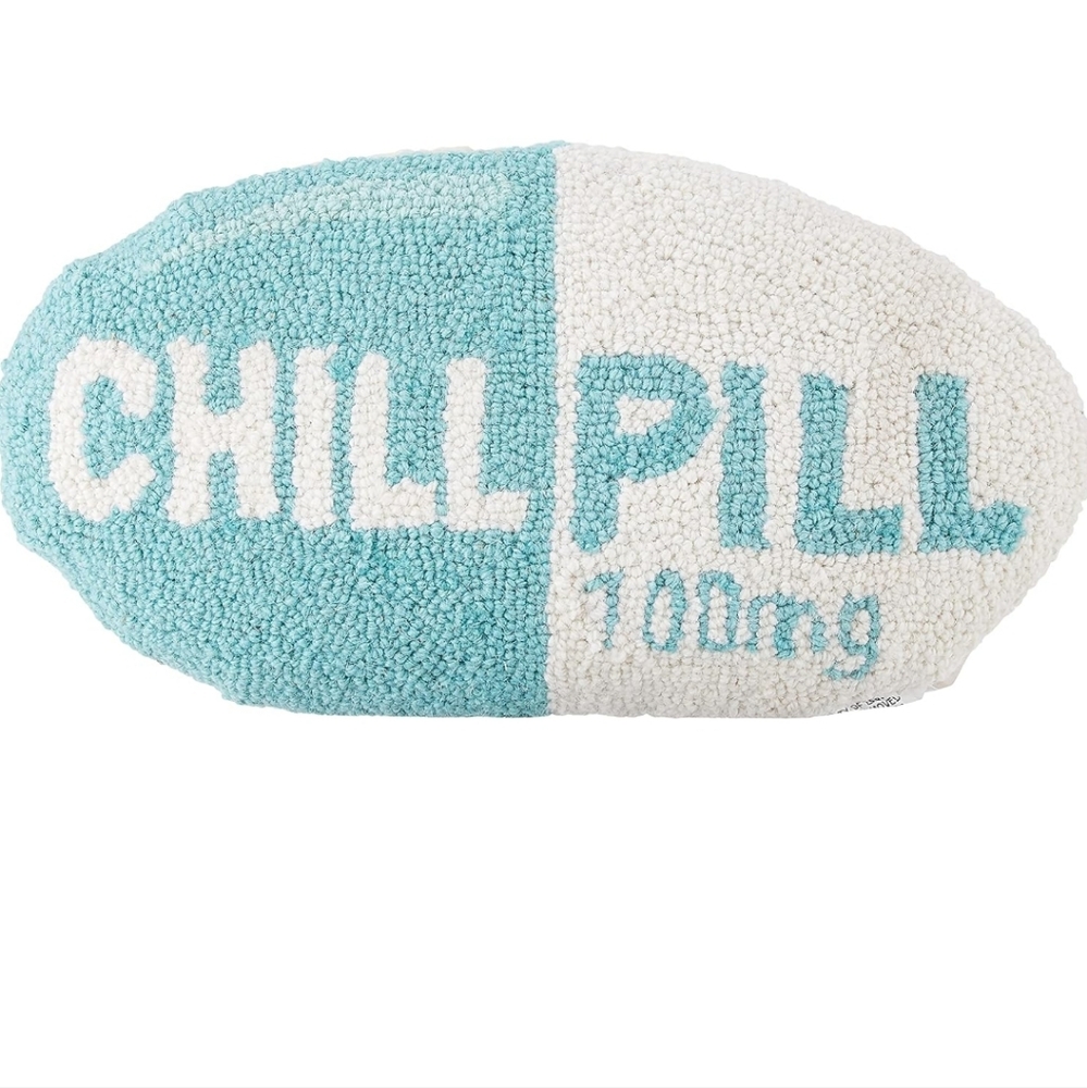 Chill Pill Hook Turquoise White Decorative Pillow Unique